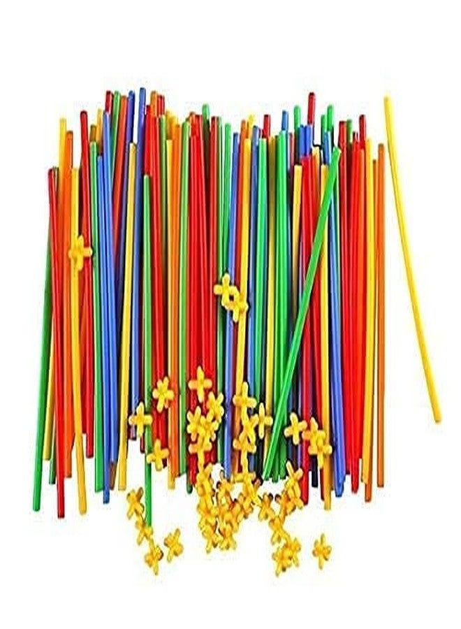 PULSBERY لعبة بناء تعليمية للأطفال من بولسبري، مصنوعة من أعواد قش ملونة كبيرة الحجم (متعددة الألوان). - Image 1